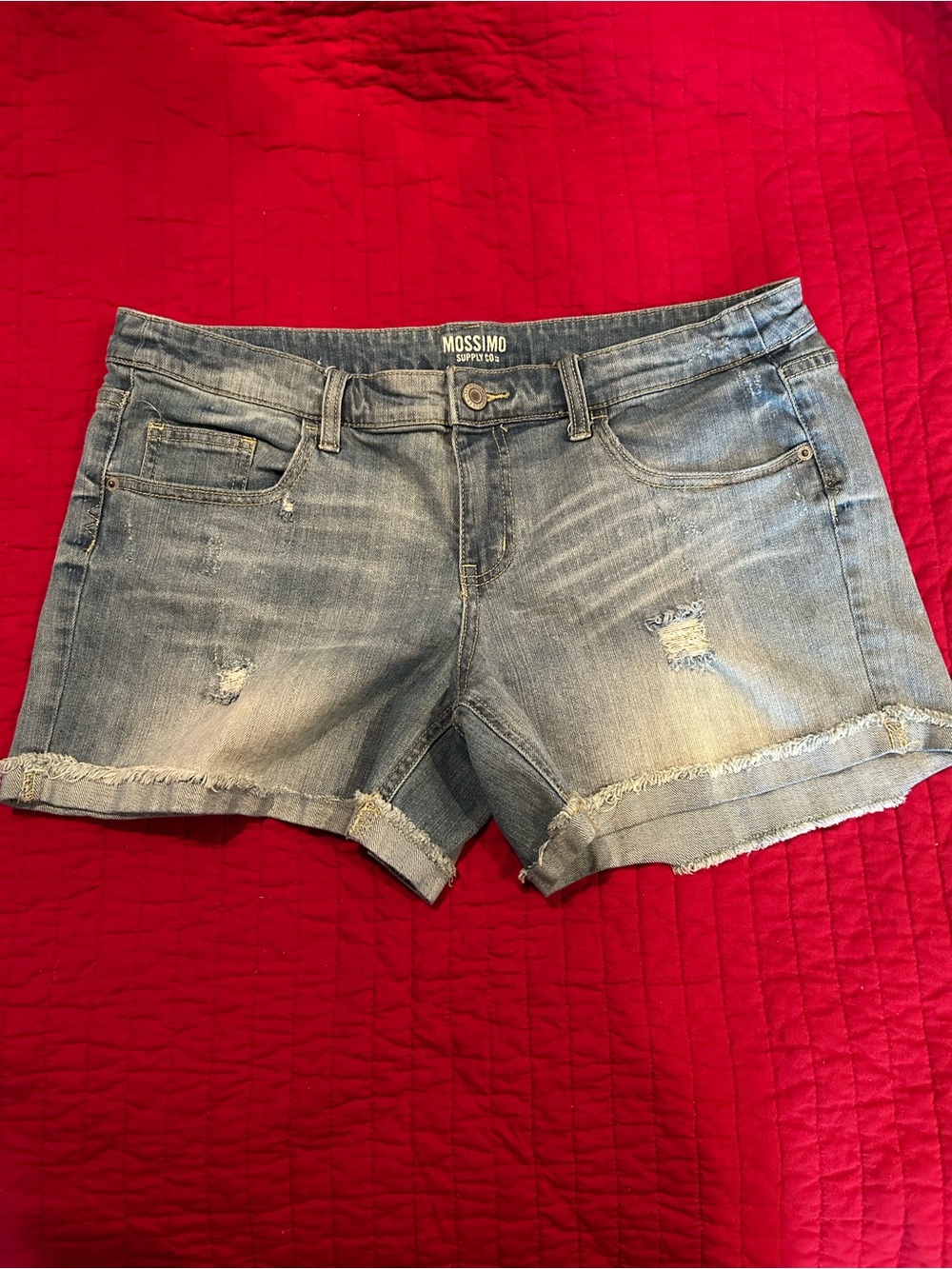 Mossimo Supply Co. Light Blue Distressed Rolled Hem Denim Shorts